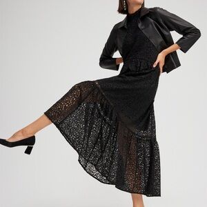 Chicos black label tiered maxi dress nwt 8